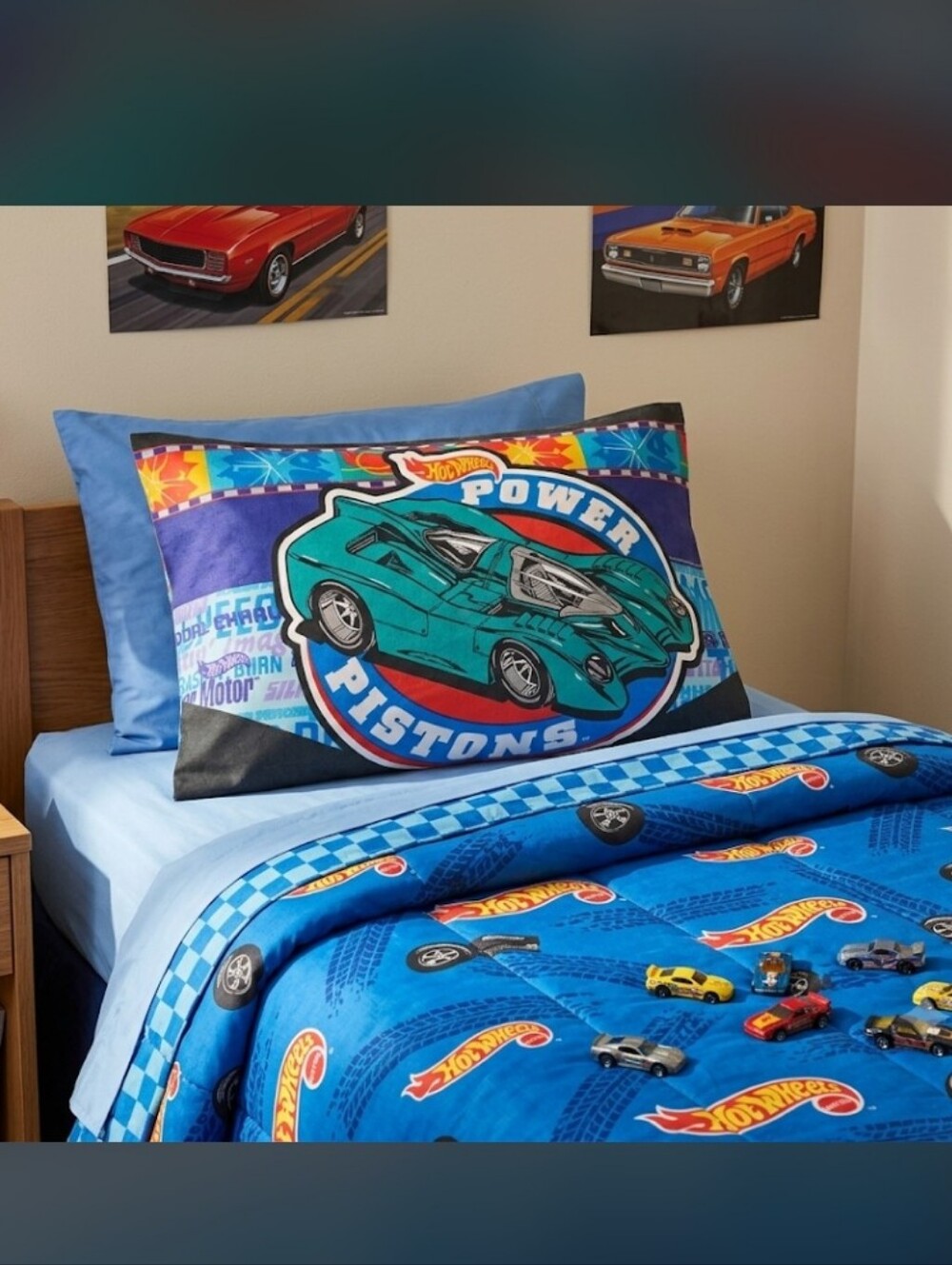 Vintage 1997 Hot Wheels Pillowcase Reversible Twang Thang Power Pistons Springs